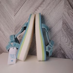 Time And Tru Nature Strappy Platform Sandals Size:10 US Blue